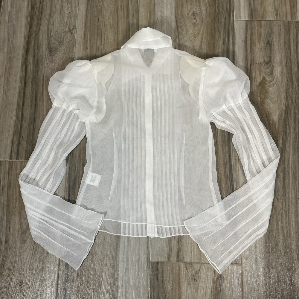 NWT  Rumored puff bell sleeve sheer top XS Organza Blouse Romantic Victorian - Picture 2 of 8
